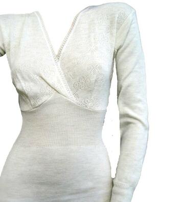 Maglia intima donna misto lana manica lunga scollo v Gicipi 155 con forma seno - CIAM Centro Ingrosso Abbigliamento